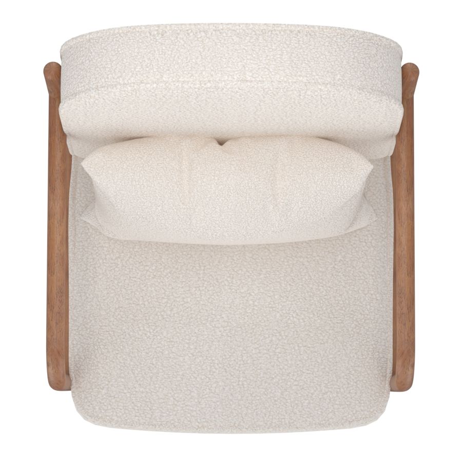 Fani Accent Chair, Fabric in White Boucle and Walnut