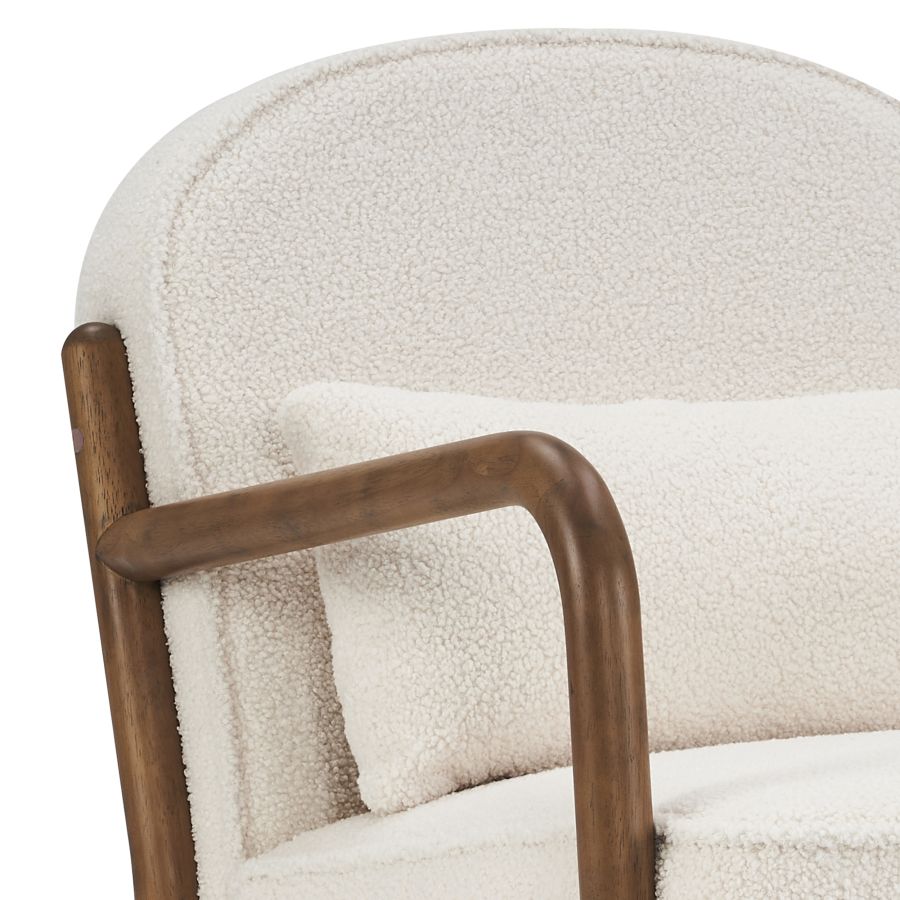 Fani Accent Chair, Fabric in White Boucle and Walnut