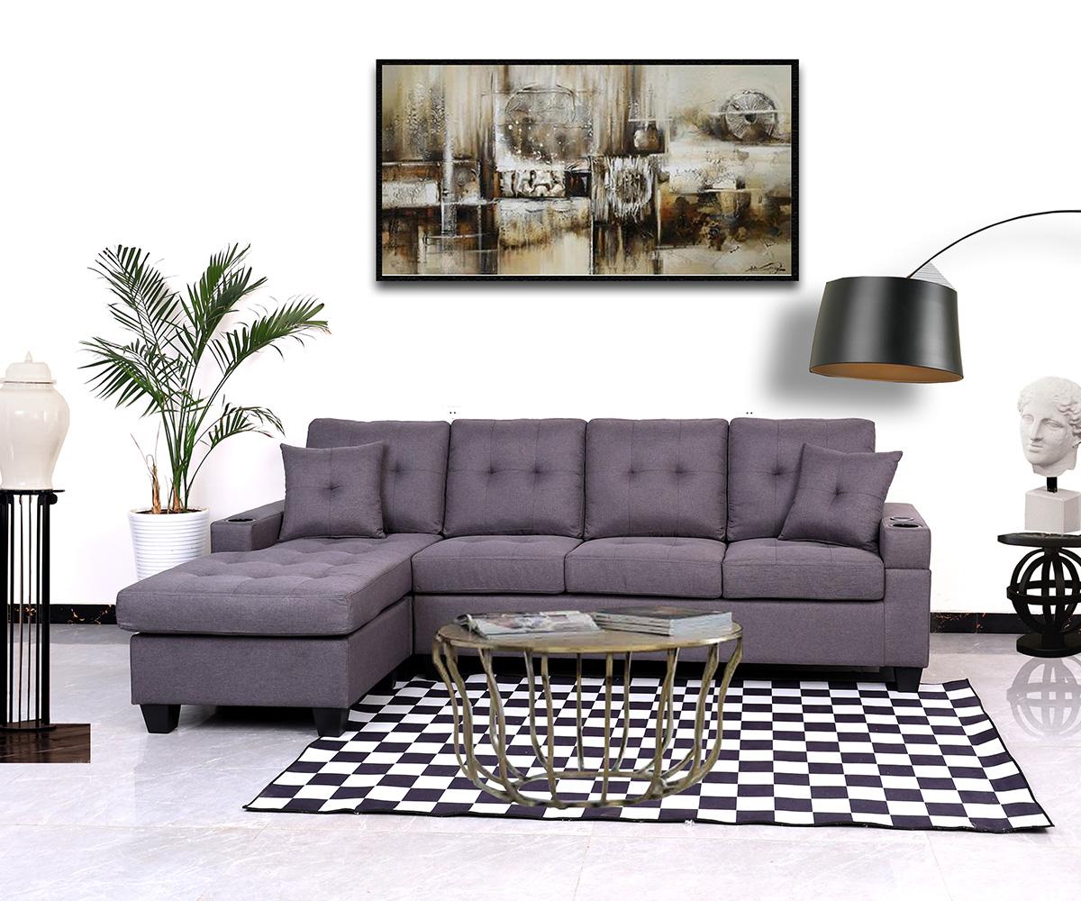 Newton USB Sectional with Reversible Chaise