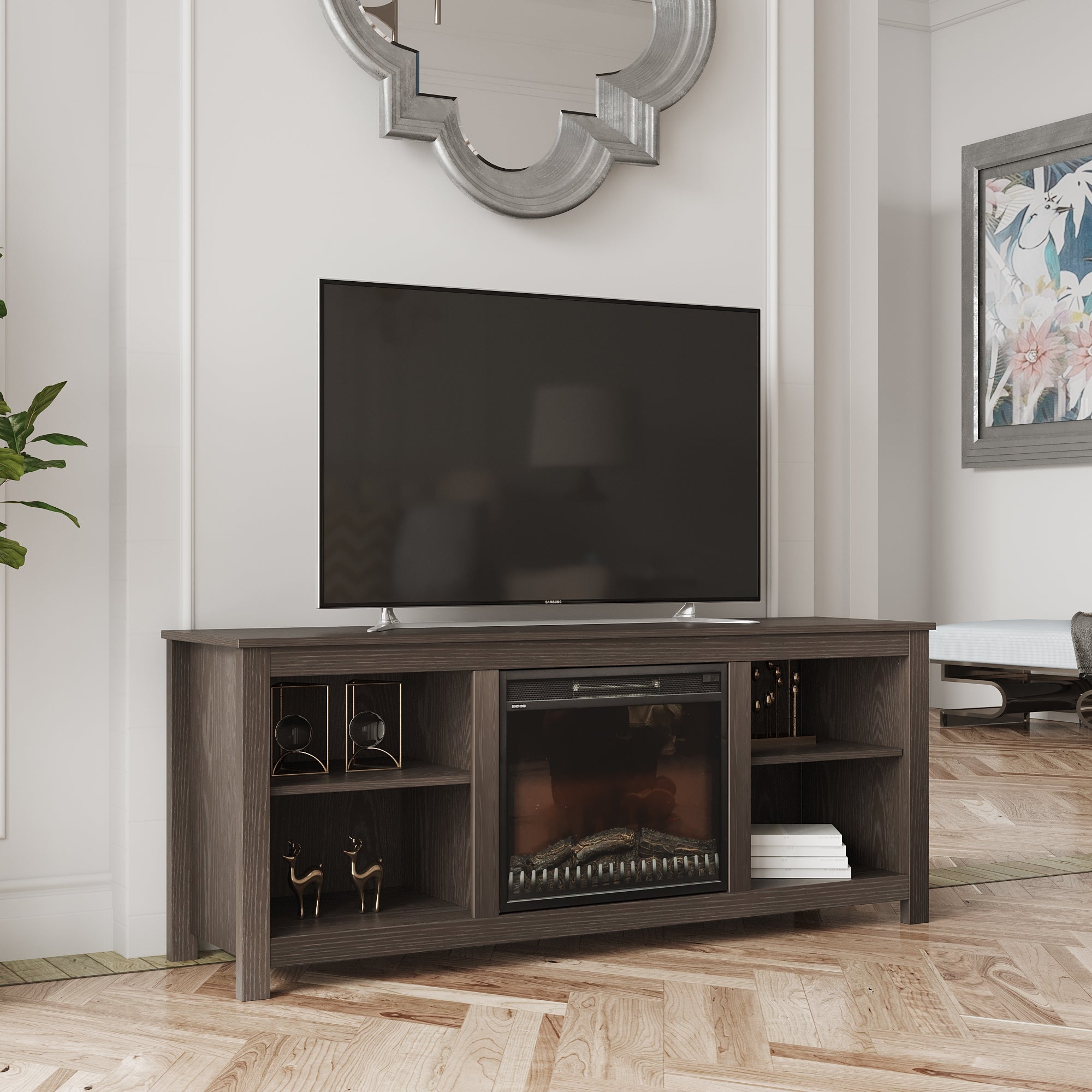 Brenna 64" TV Stand with Fireplace