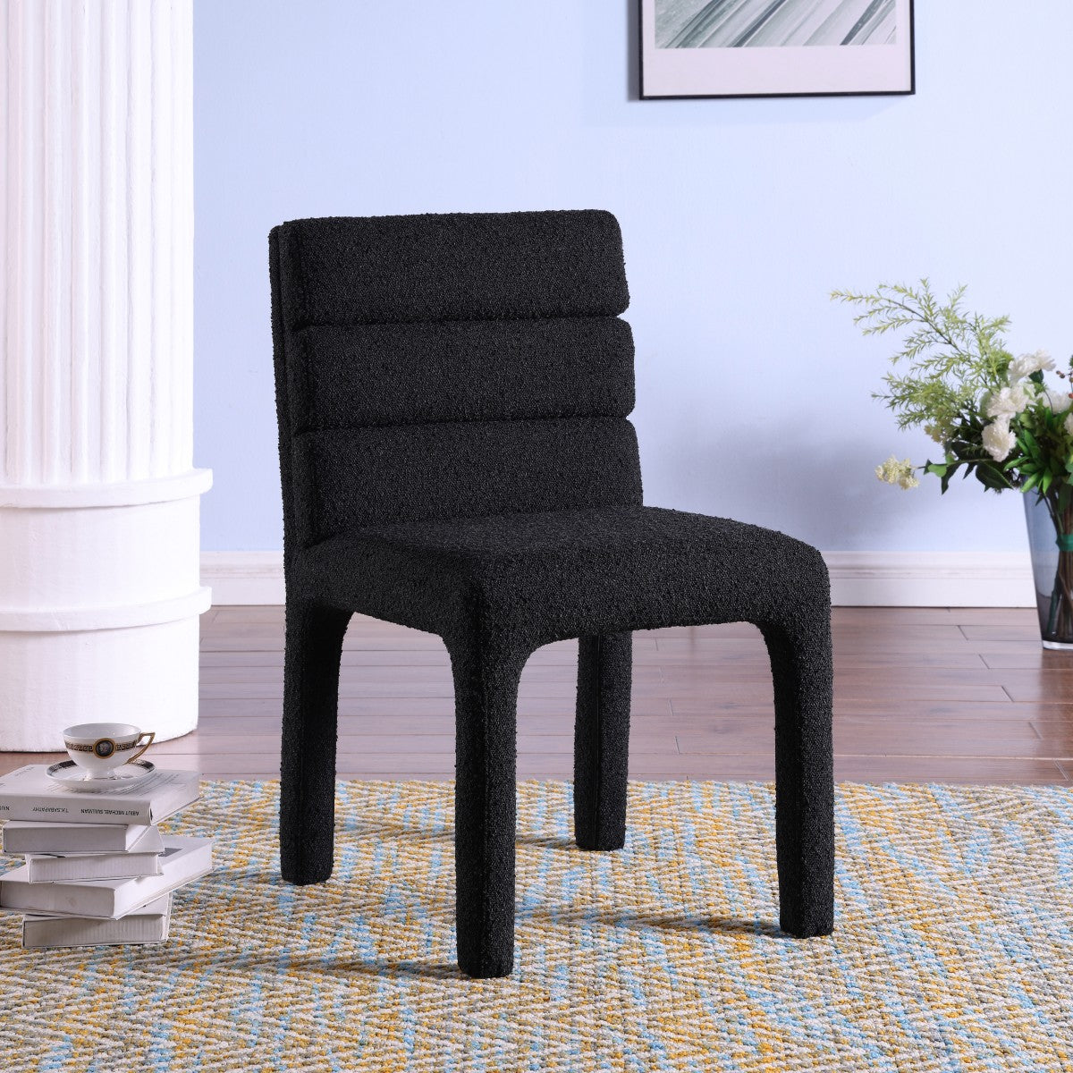 Salomi Dining Chairs, Set of 2 in Black Boucle