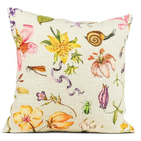 Mint Floral Boucle Cushion with Embroidery