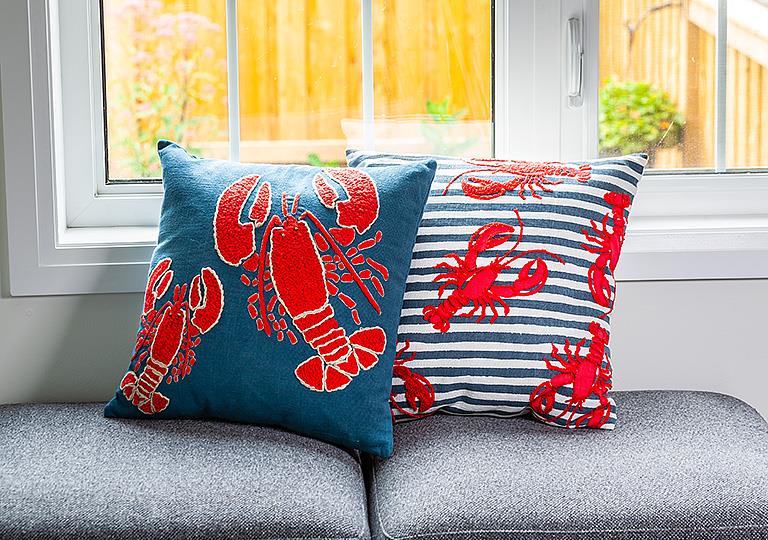 Striped Cushion with Lobsters