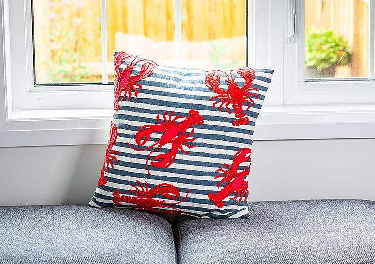 Striped Cushion with Lobsters