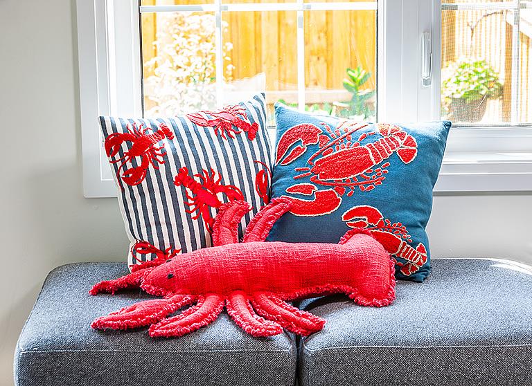 Embroidered Lobster Cushion