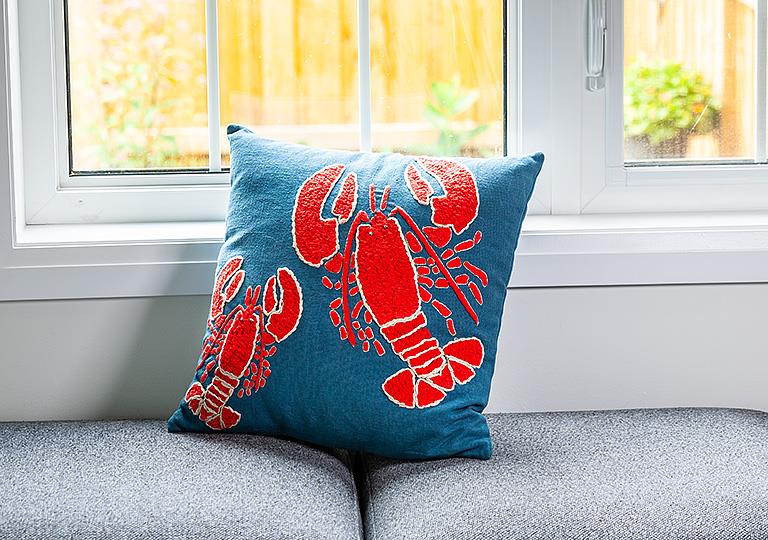 Embroidered Lobster Cushion