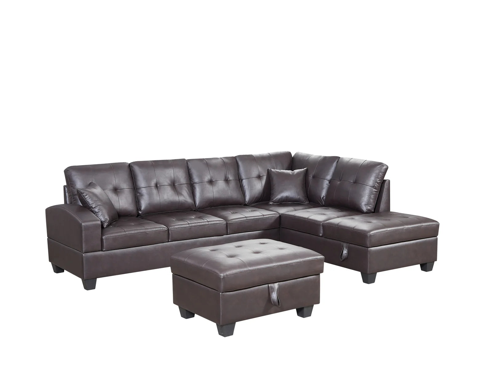 Anthony Sectional with Storage Ottoman in Brown