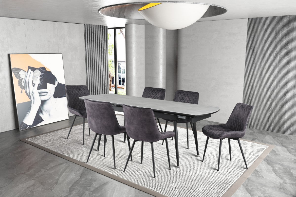 Fabian Dining Set in Grey/Grey