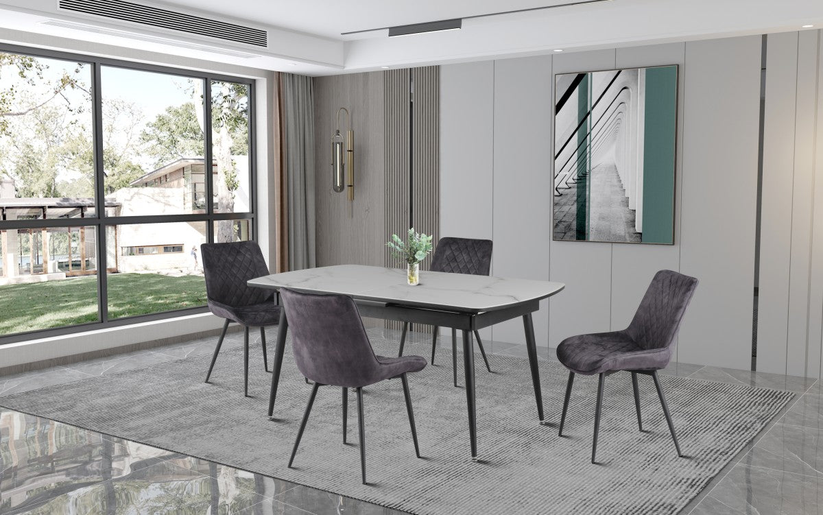 Fabian Dining Set in Grey/White