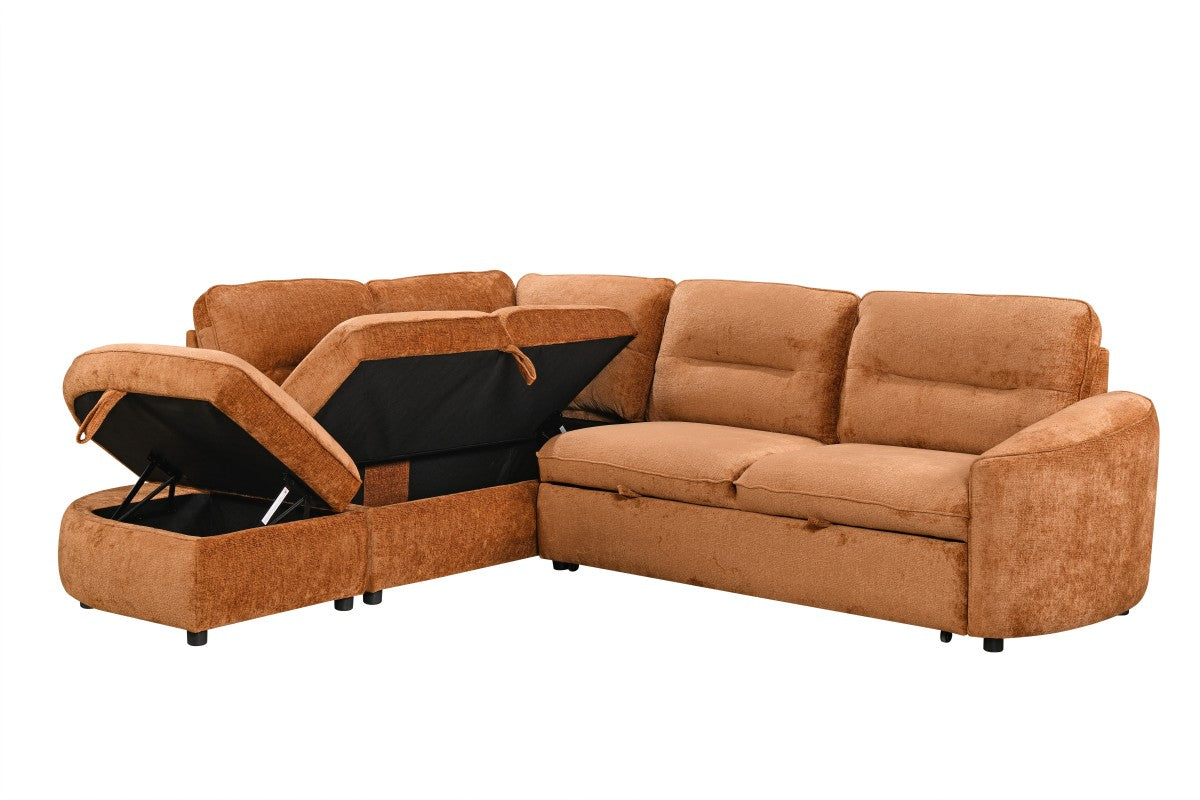 Harmony Sleeper Sectional in Burnt Orange