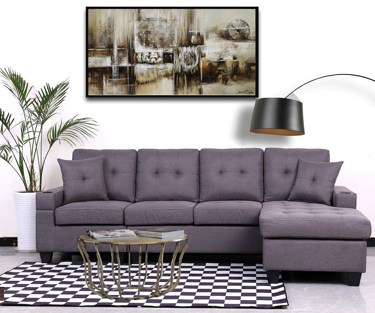 Newton USB Sectional with Reversible Chaise