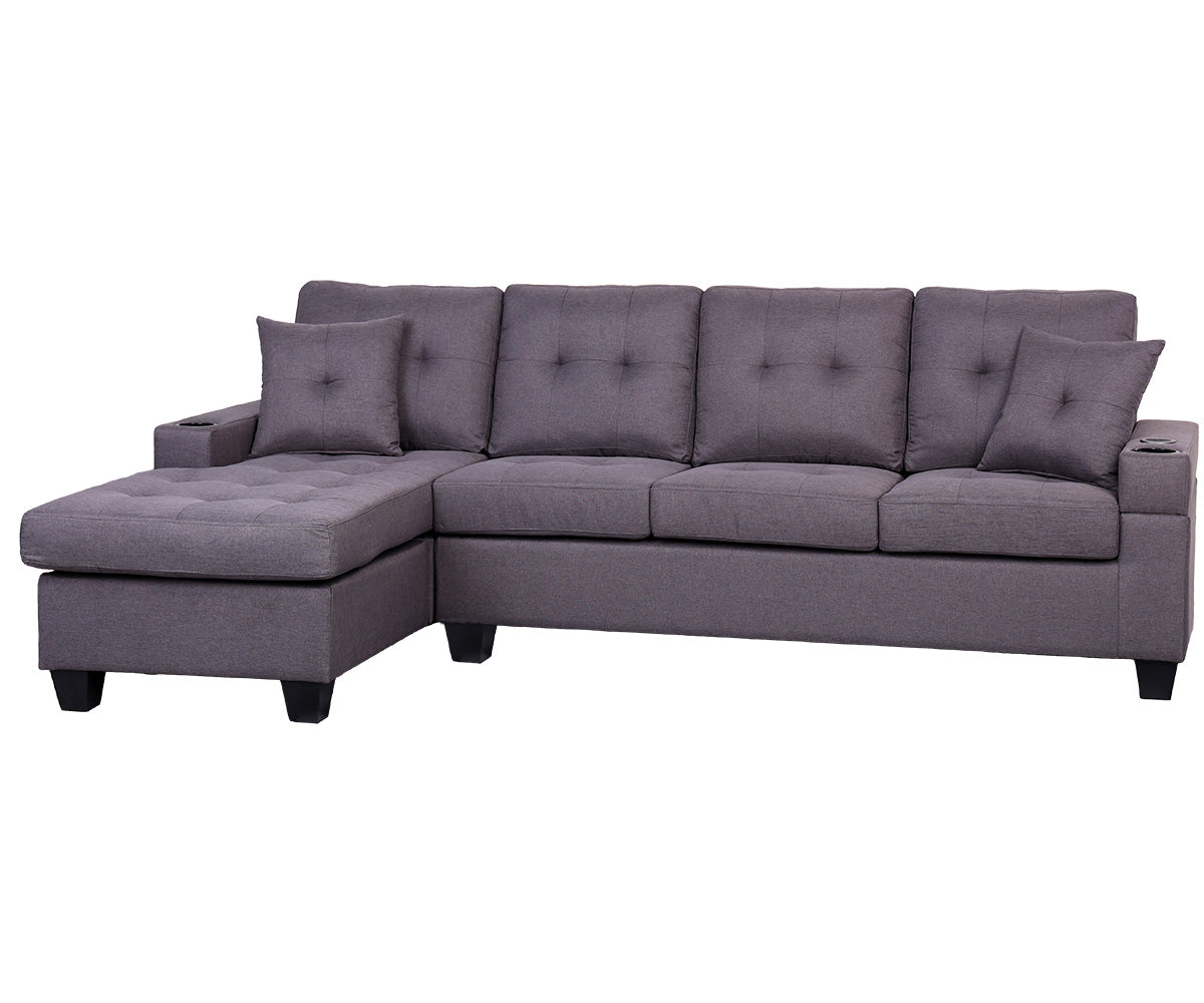 Newton USB Sectional with Reversible Chaise