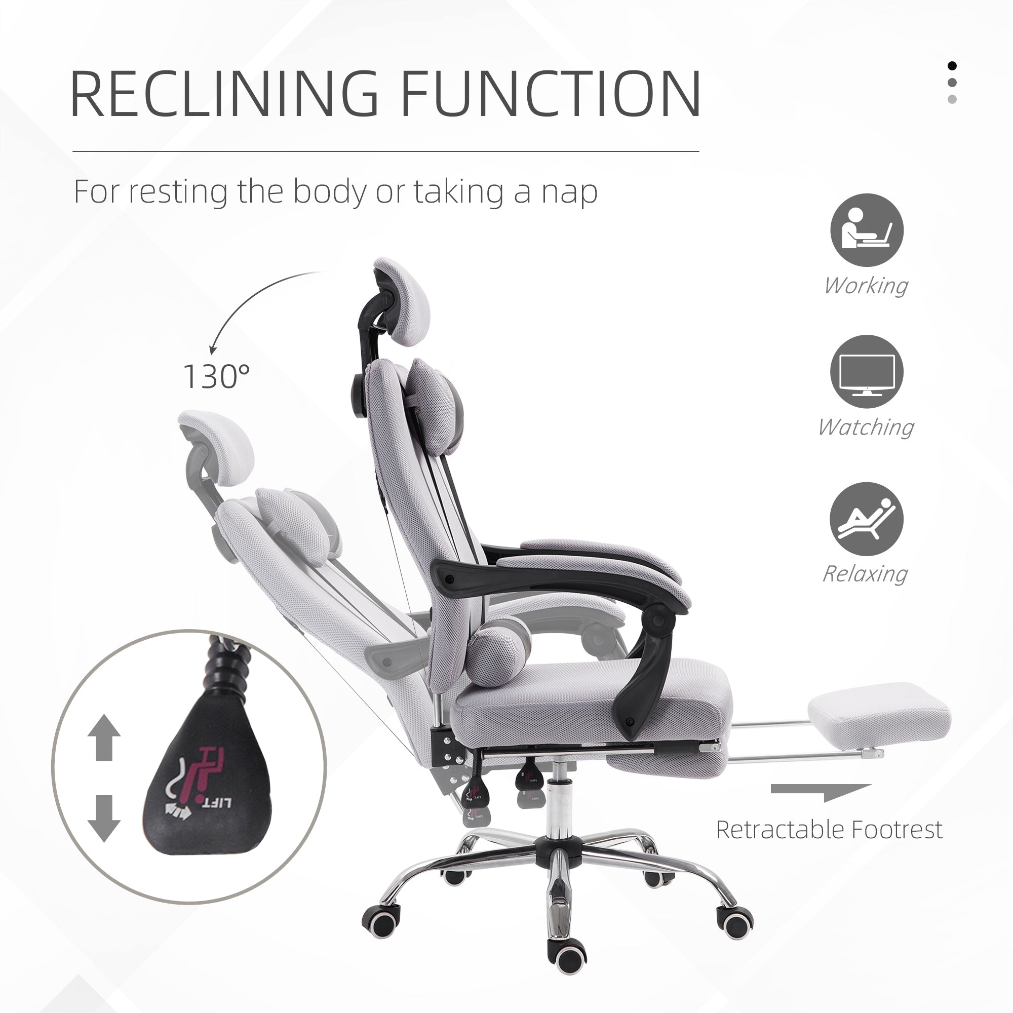 Brady Ergonomic Executive High Back Office Chair with Footrest and Lumbar Support-Grey