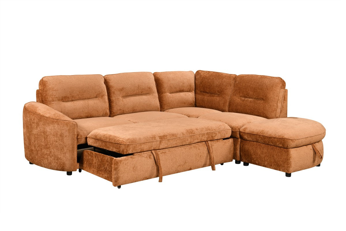 Harmony Sleeper Sectional in Burnt Orange