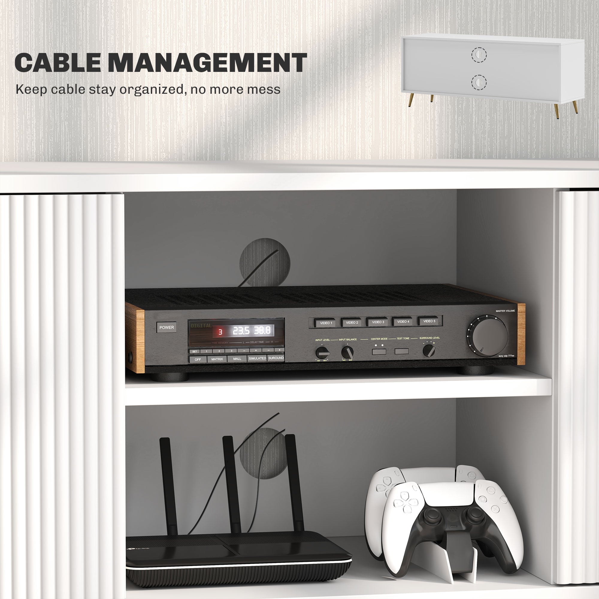 Collins Modern TV Stand for up to 55 Inch TVs-White
