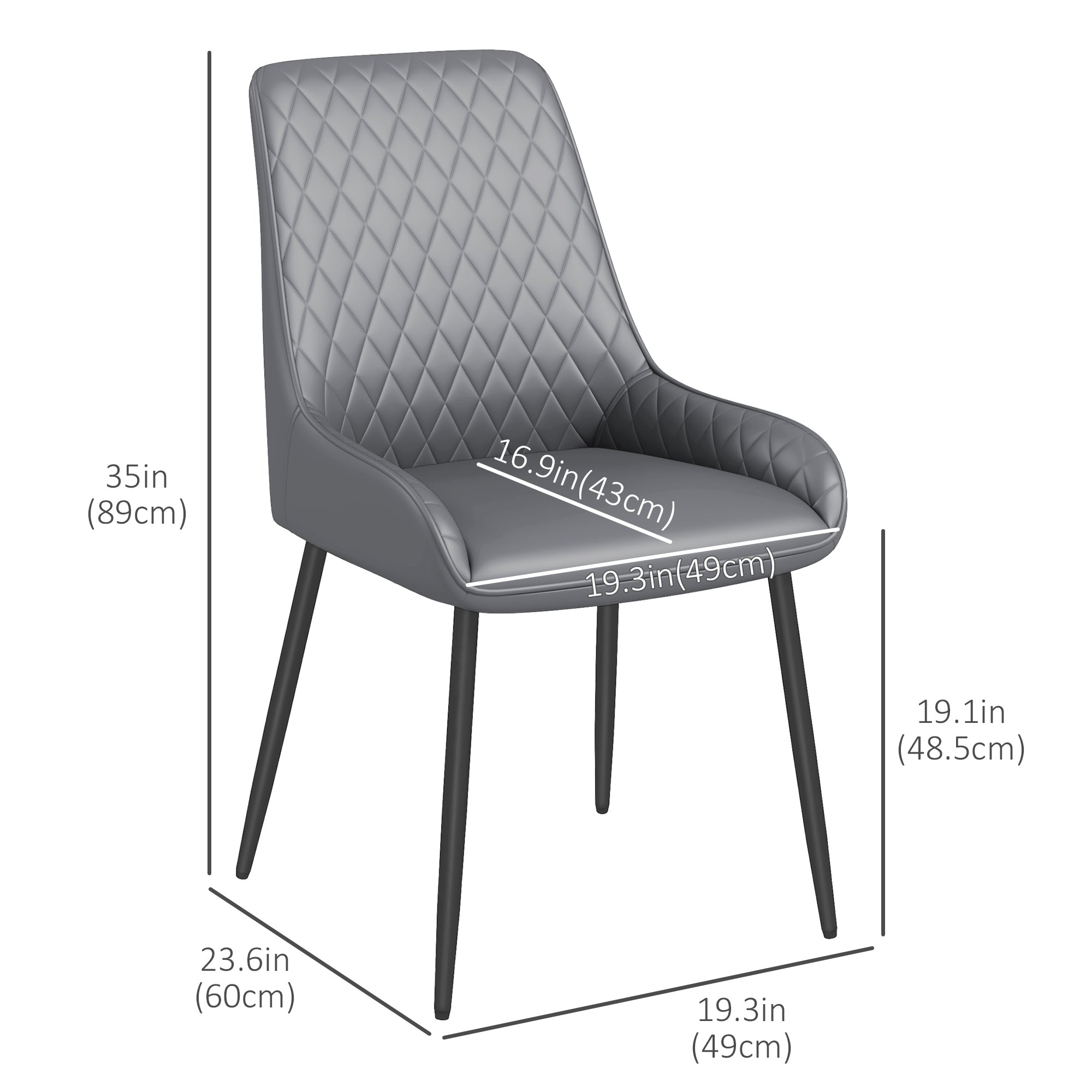 Blake Vegan Leather Modern Dining Chairs with Diamond Tufting-Set of 4-Grey