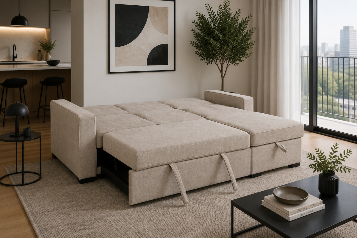 Marcus Sleeper Sectional in Taupe