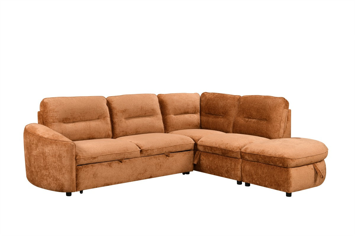 Harmony Sleeper Sectional in Burnt Orange