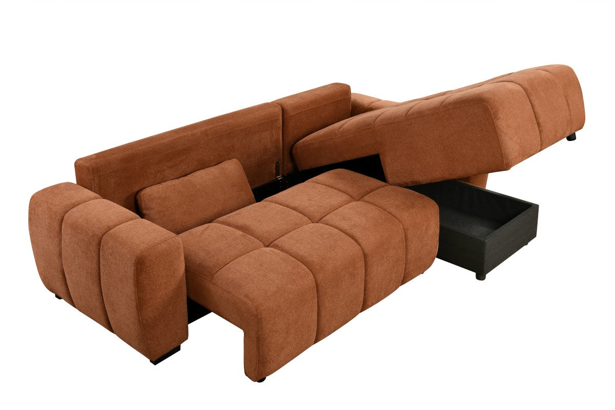 Burnt Orange Sleeper Sectional
