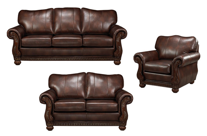 Hampton Genuine Leather 3-Piece Sofa Set 🍁
