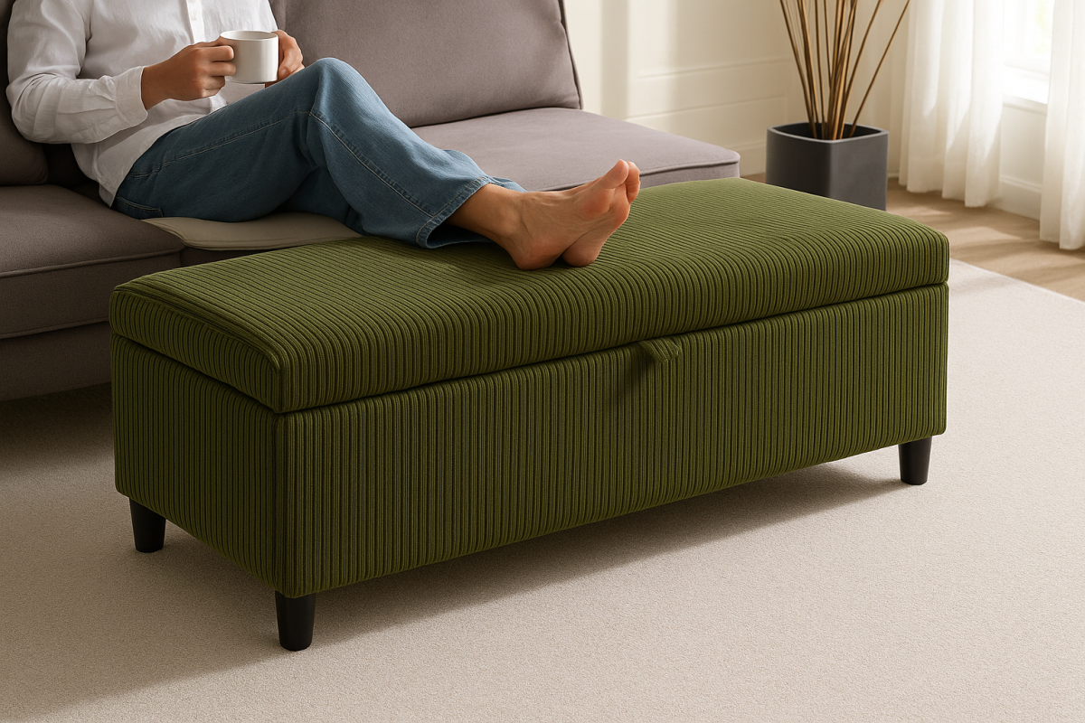 Kofi Storage Ottoman in Green