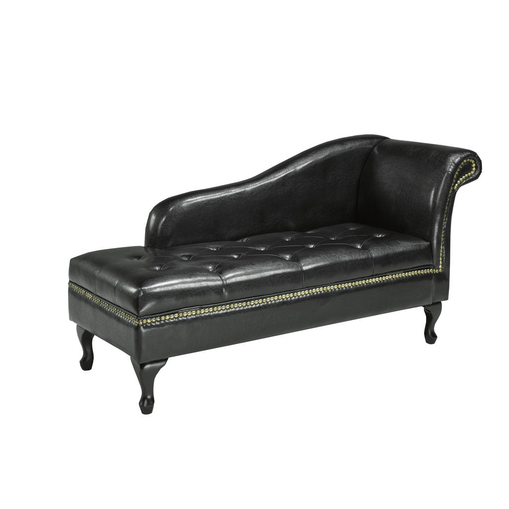 Leatherette Chaise Lounge with Storage