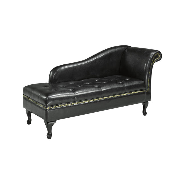 Faux Leather Chaise Lounge with Storage