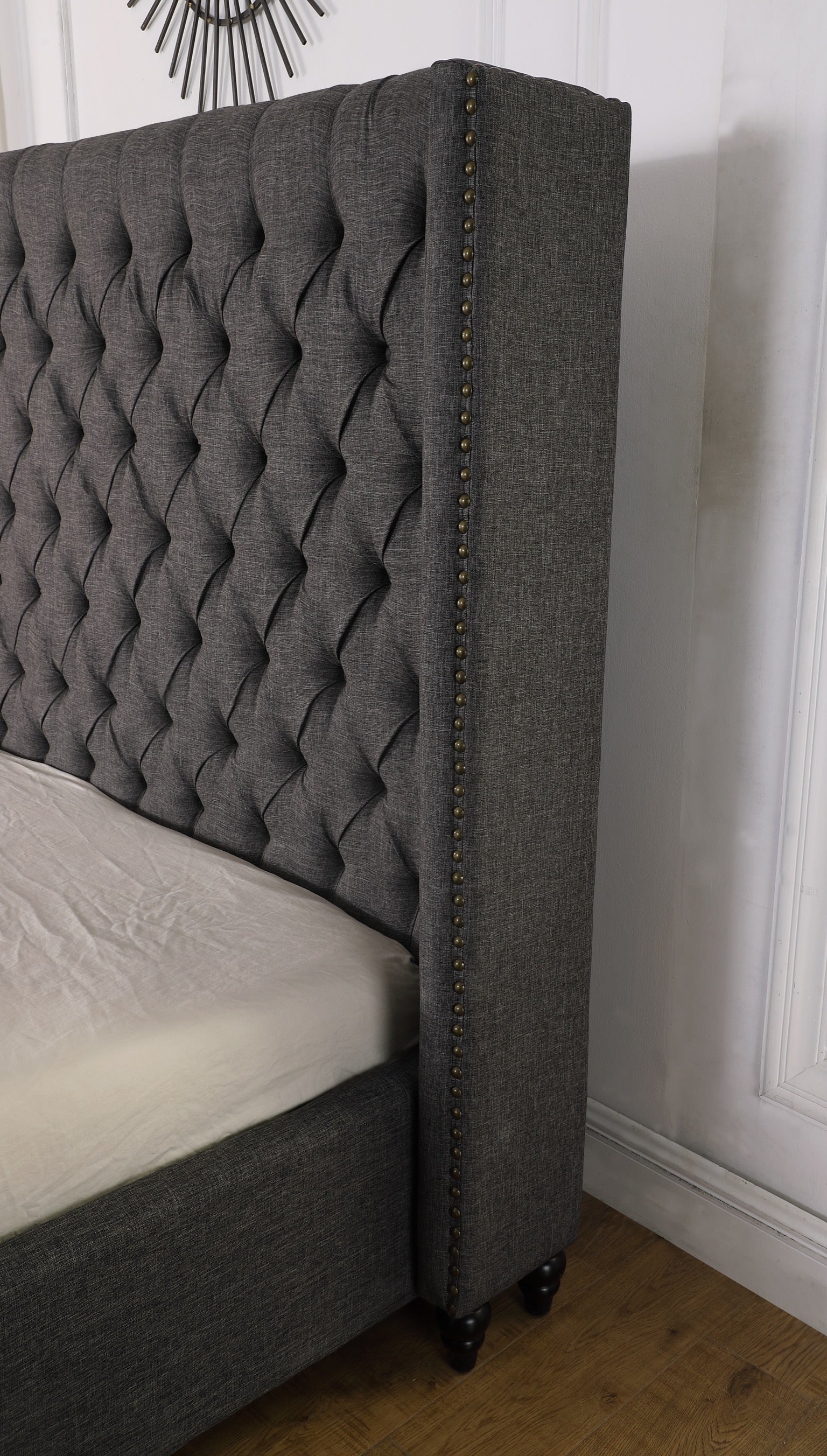 Marcella King 60"H Platform Bed in Grey