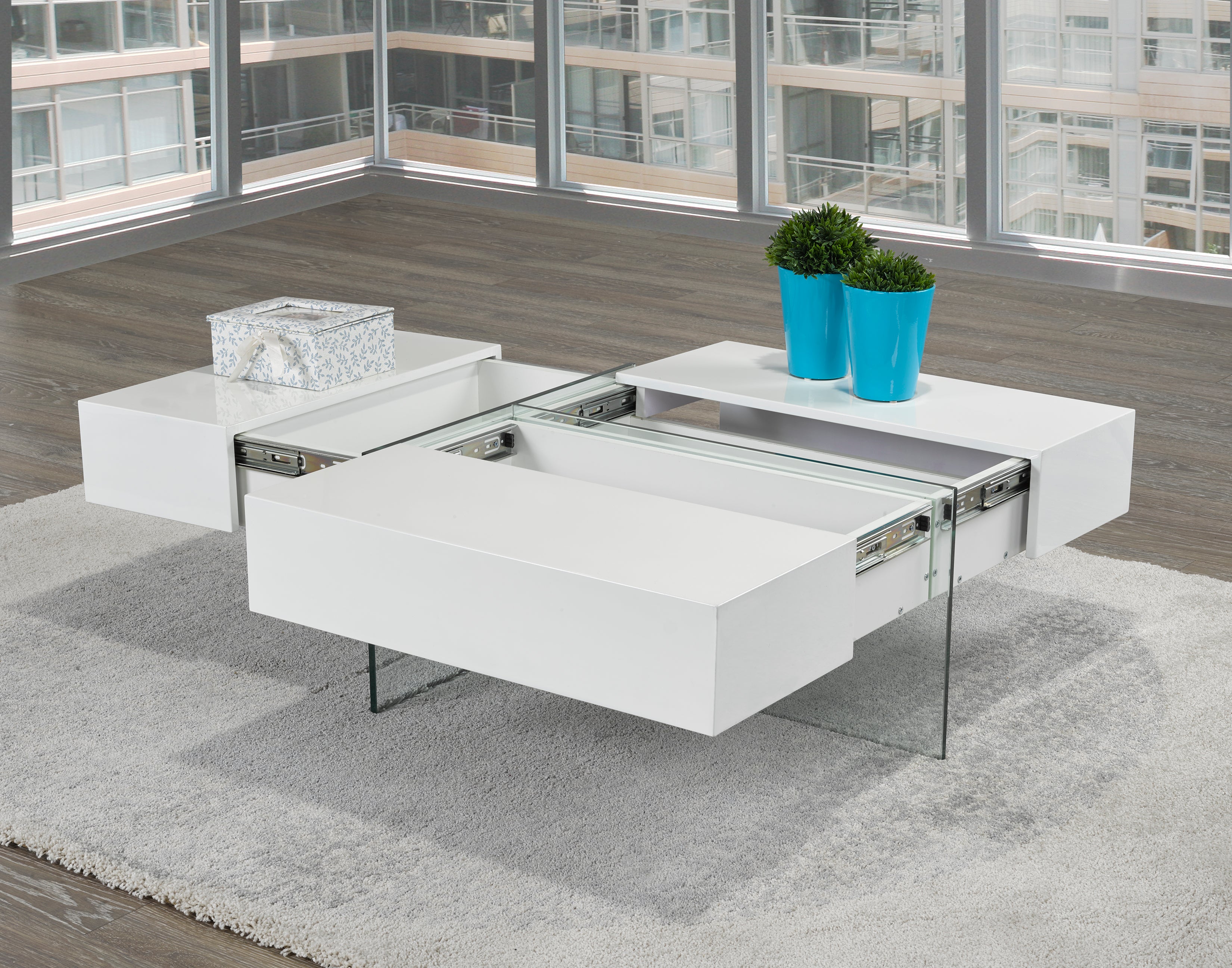 Storage Coffee Table in White