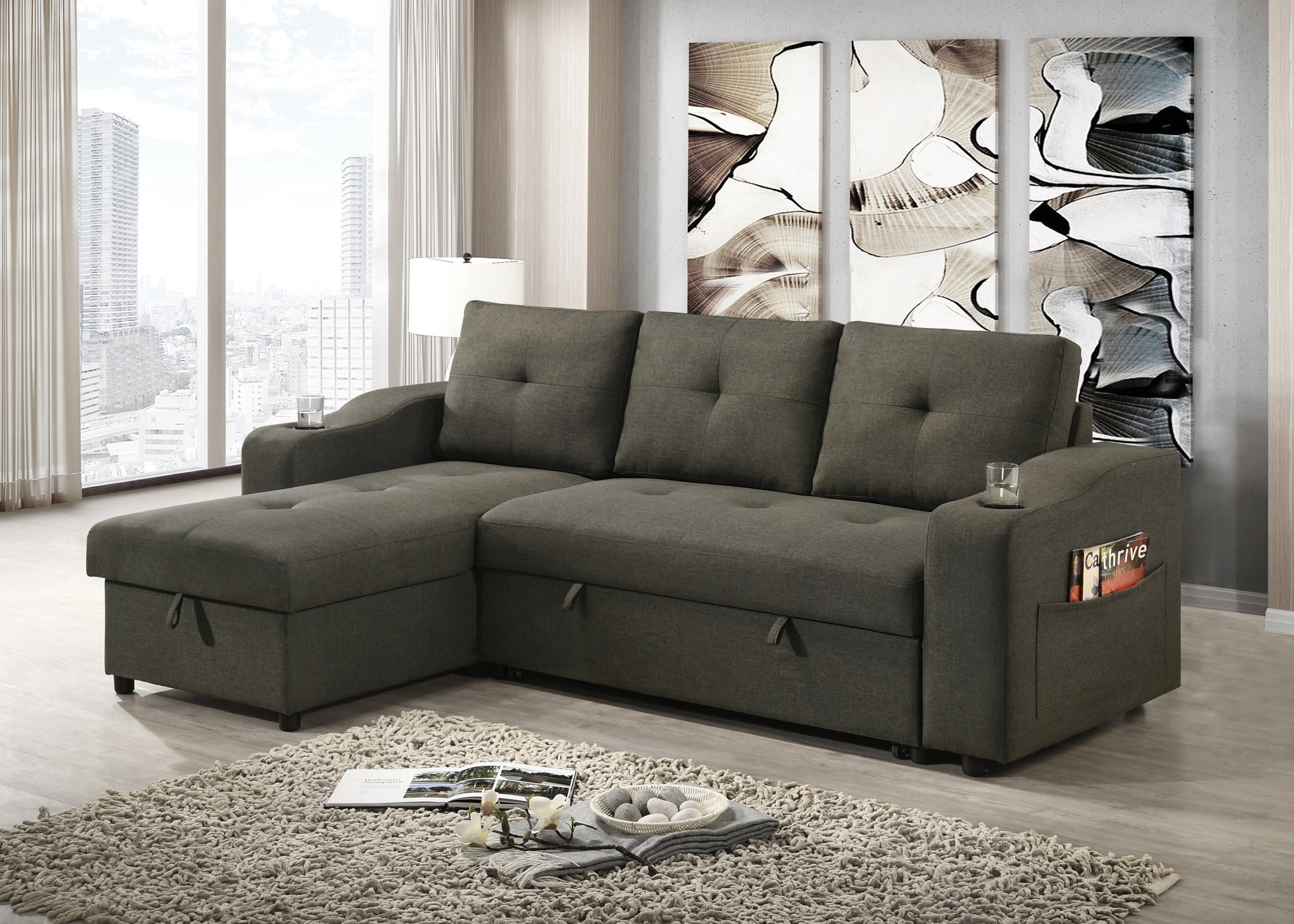Decker Sleeper Sectional in Brown