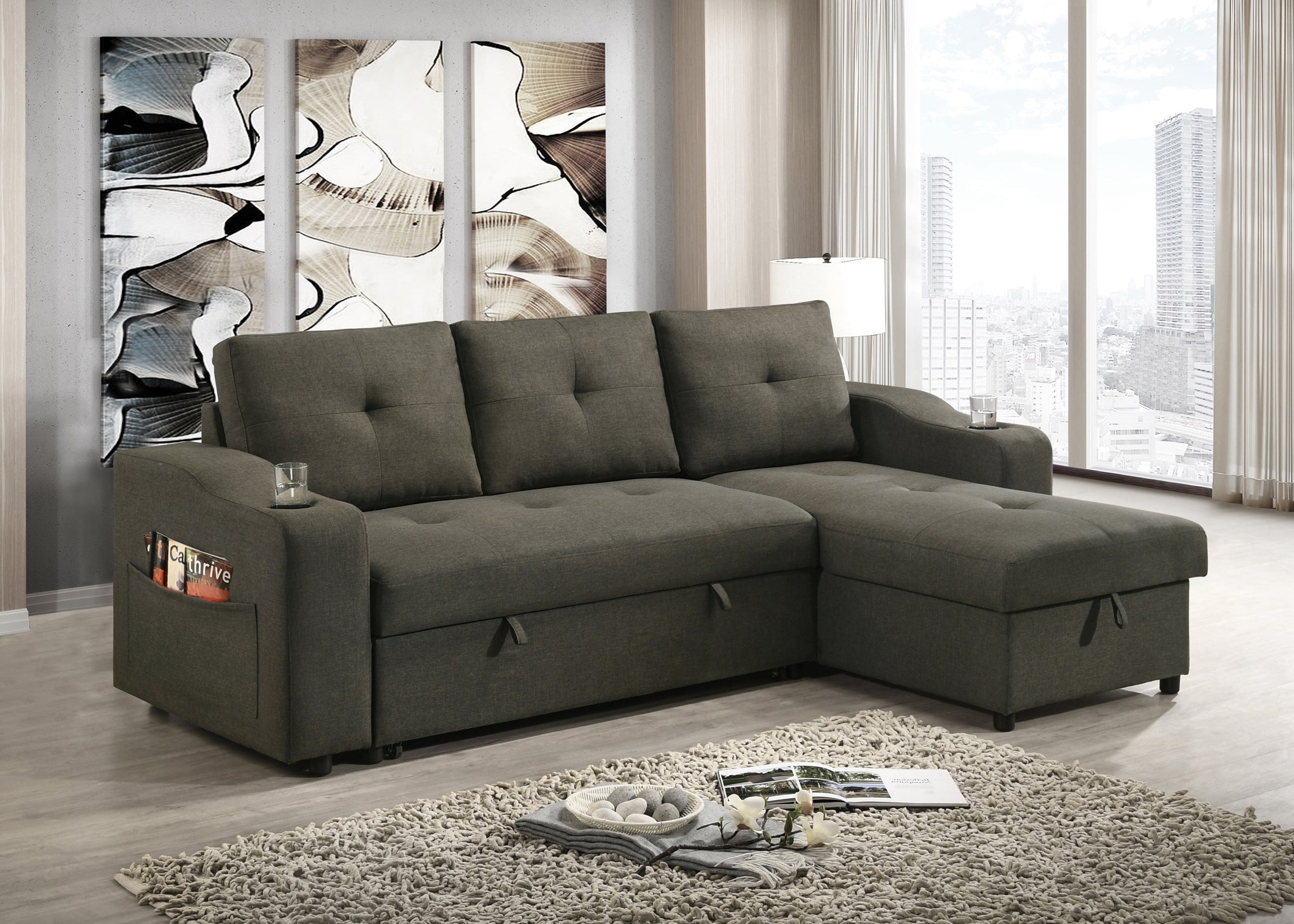 Decker Sleeper Sectional in Brown