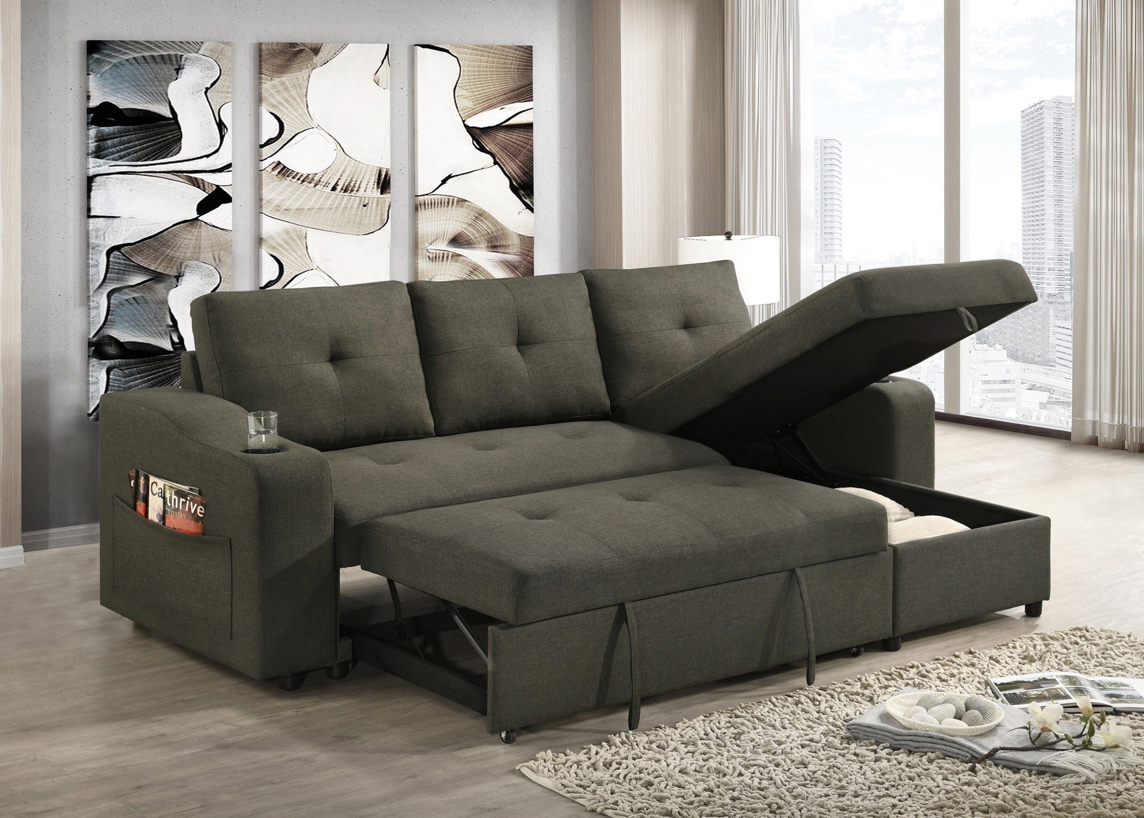 Decker Sleeper Sectional in Brown