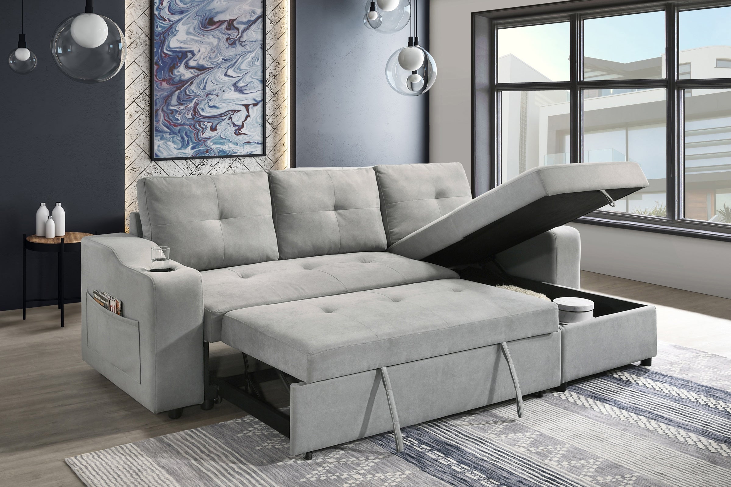 Decker Sleeper Sectional in Grey