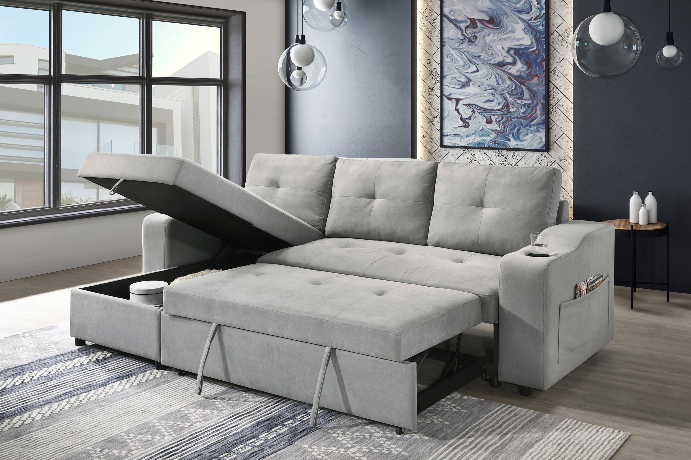 Decker Sleeper Sectional in Grey