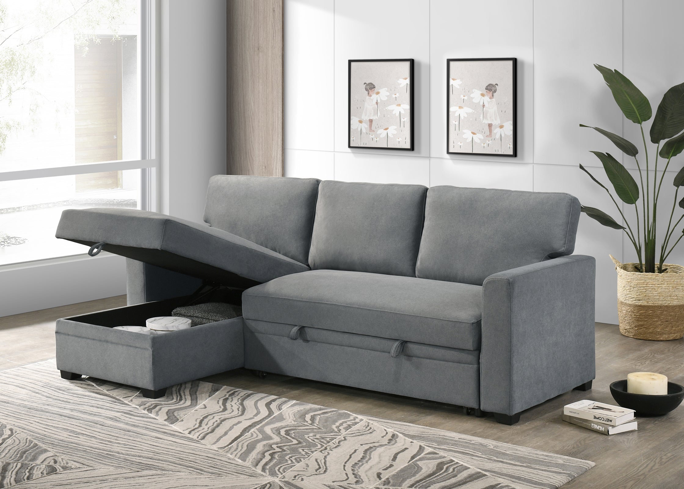 Ariadne Sleeper Sectional in Grey