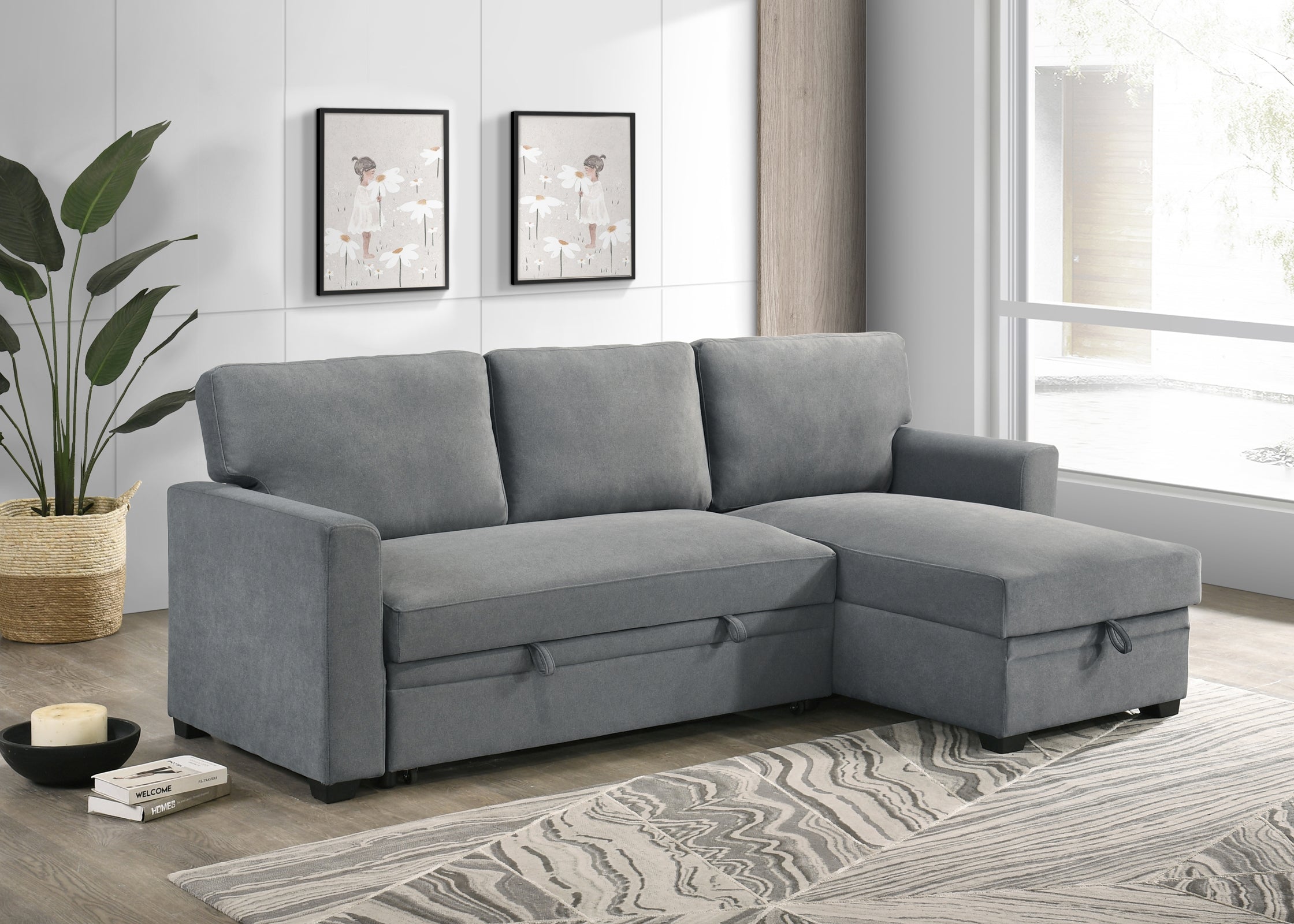 Ariadne Sleeper Sectional in Grey