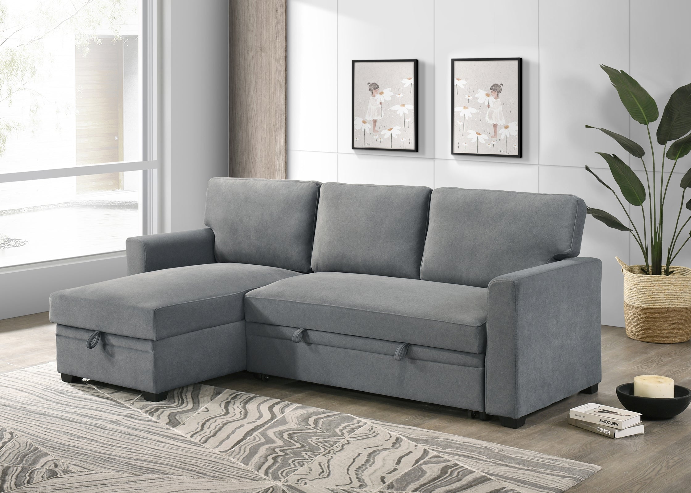 Ariadne Sleeper Sectional in Grey