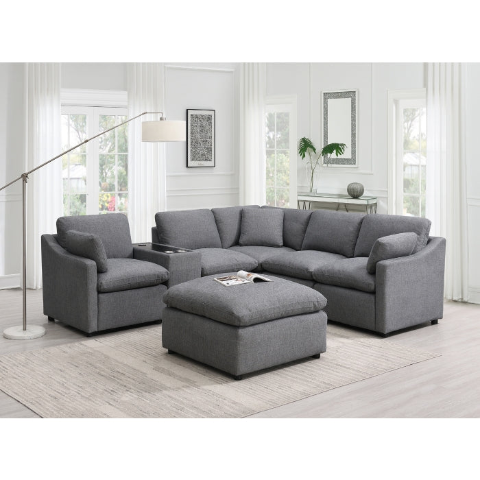 Pippa 6pc Modular Sectional with Wireless Charging