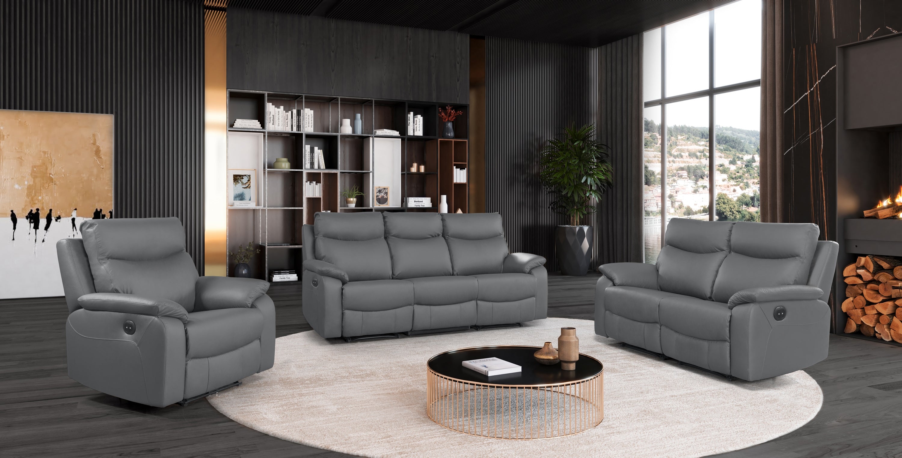 Wembley Genuine Leather Power Recliner Set