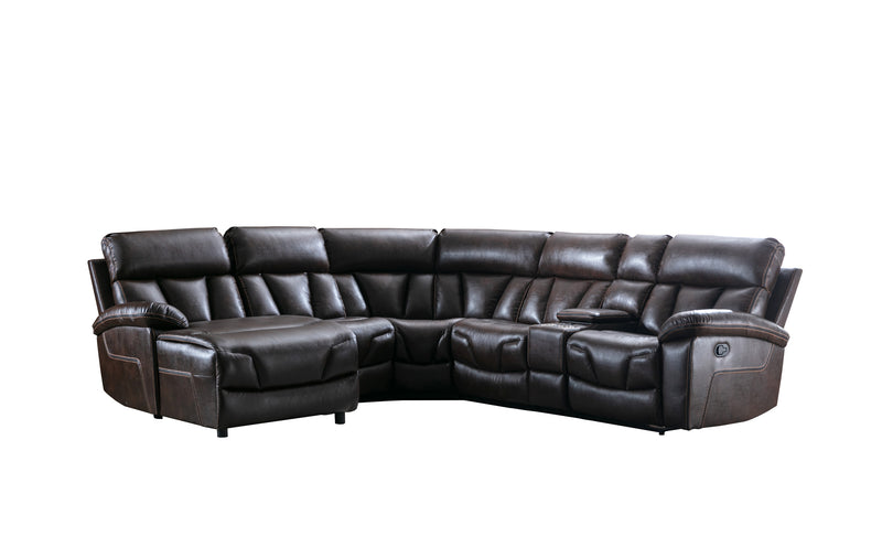 Newton Manual Recliner Sectional in Brown
