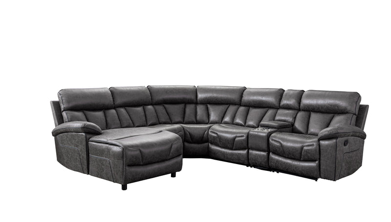 Newton Manual Recliner Sectional in Grey