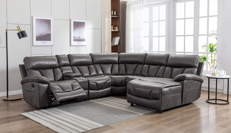Newton Manual Recliner Sectional in Grey