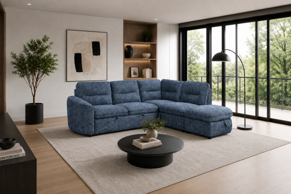 Harmony Sleeper Sectional in Blue