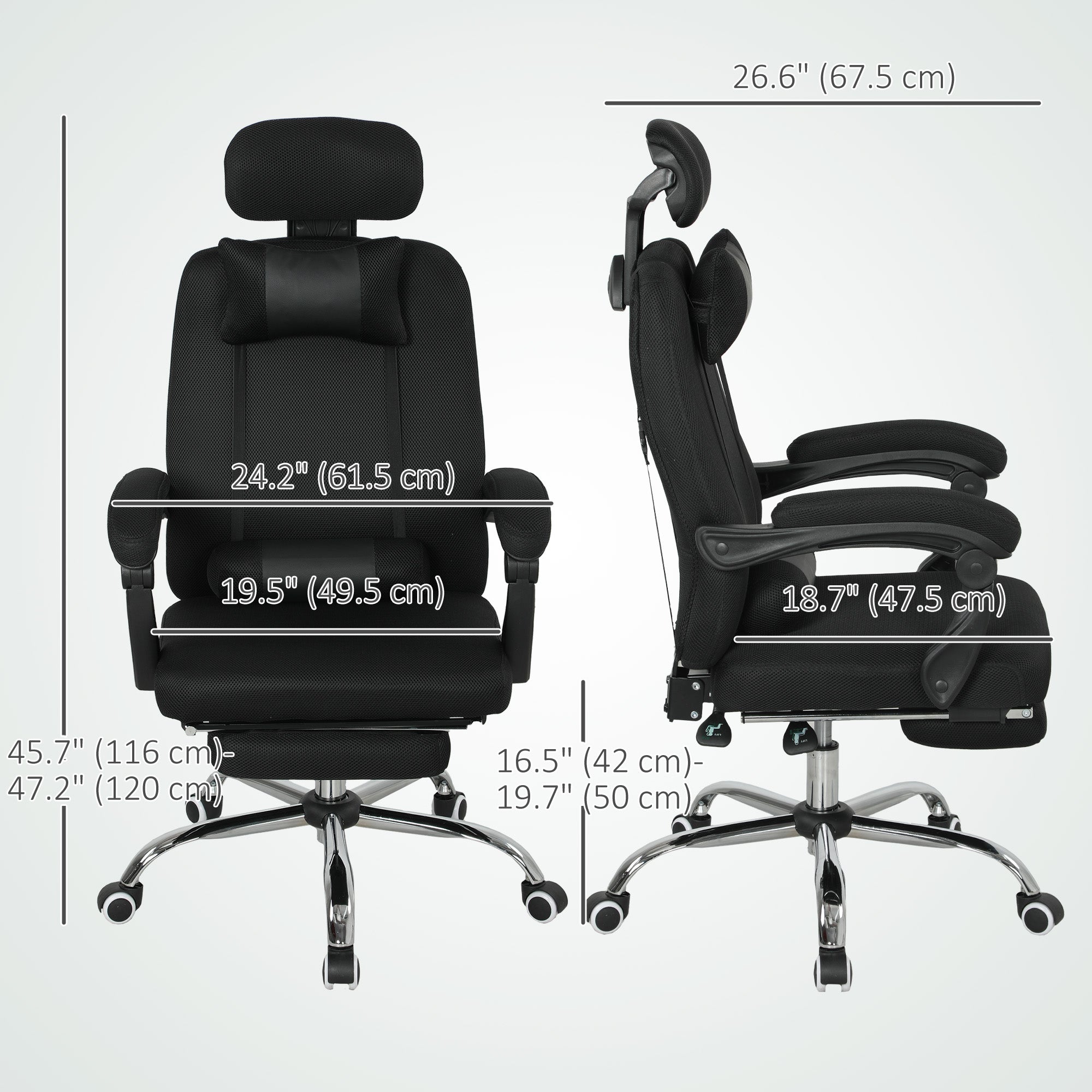 Brady Ergonomic Executive High Back Office Chair with Footrest and Lumbar Support-Black