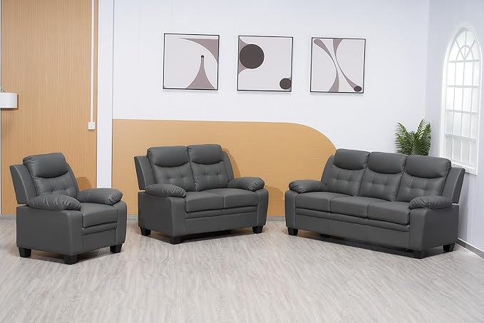 Aaron 3pc Sofa Set in Grey