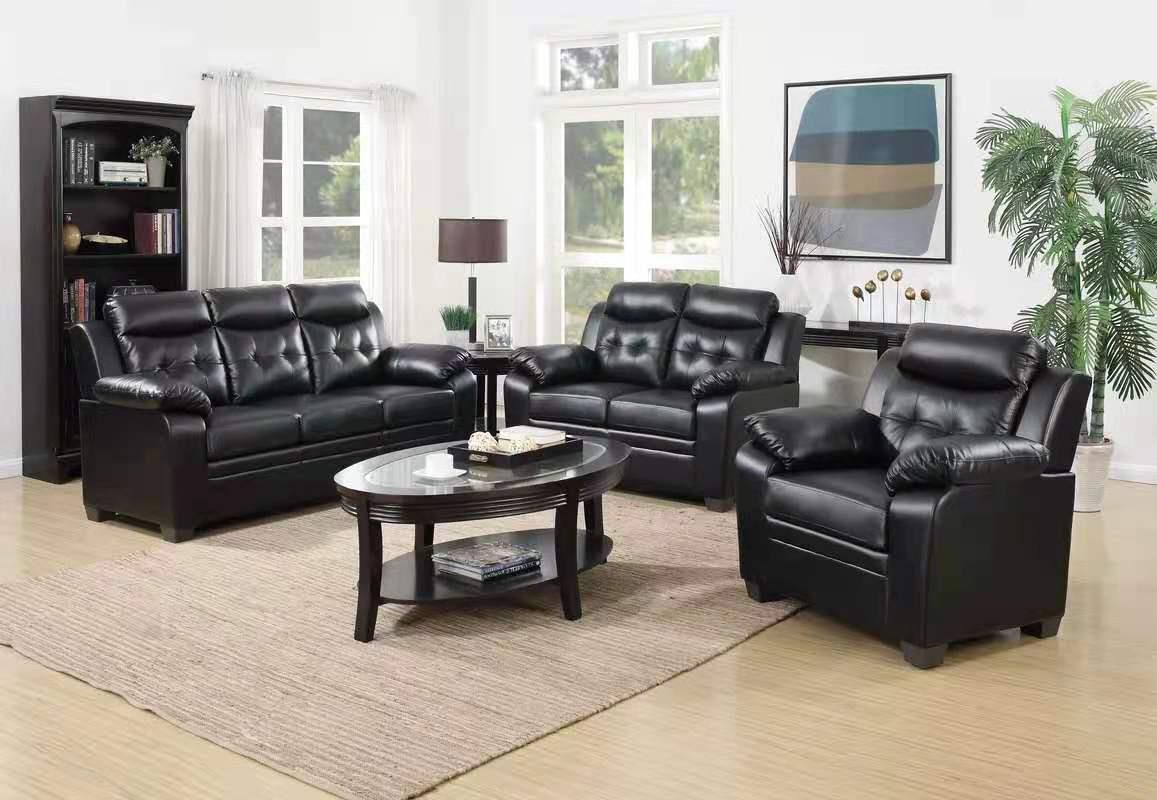 Aaron 3pc Sofa Set in Black