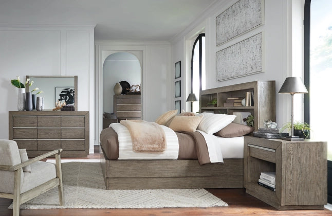 Anibecca Bookcase Bed with Mirrored Dresser, Chest and 2 Nightstands