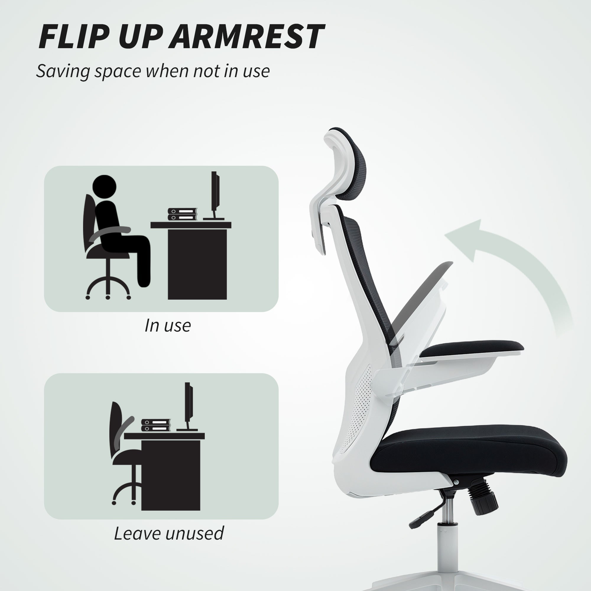 Andre Ergonomic Office Chair with 2D Lumbar Support and adjustable Headrest-Black/White