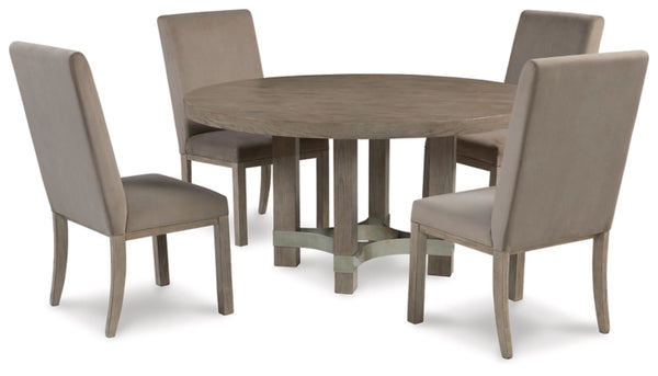 Chrestner Round Dining Table and 4 Chairs