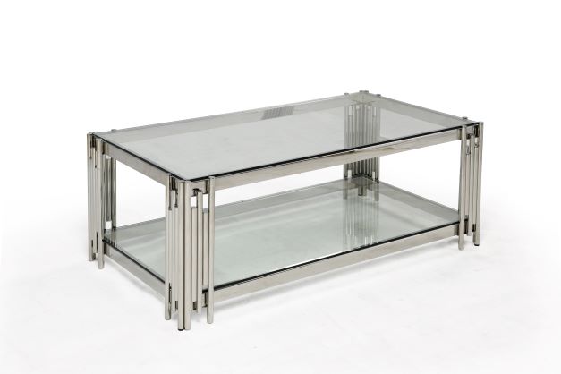 Evelyn 2pc Coffee Table Set in Silver